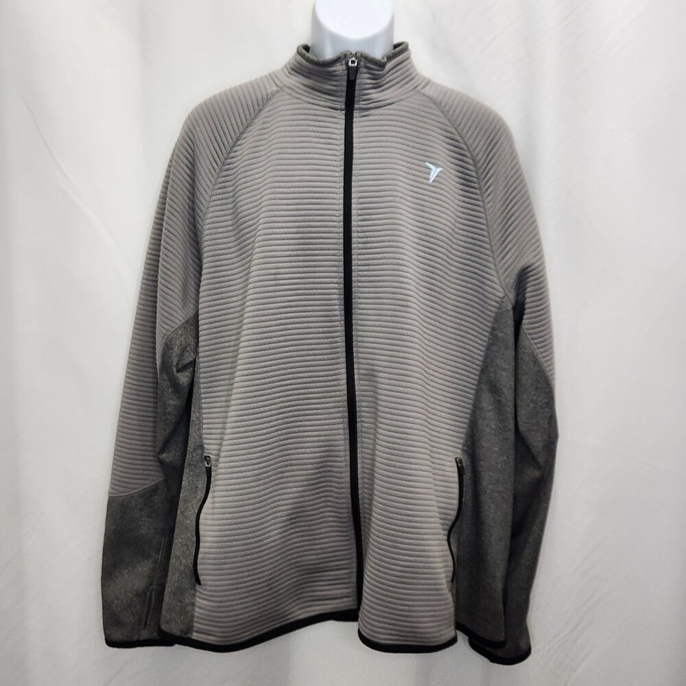 Old Navy Active Ribbed Full Zip Jacket Mens 2XL XXL Gray Athletic Casual X!12